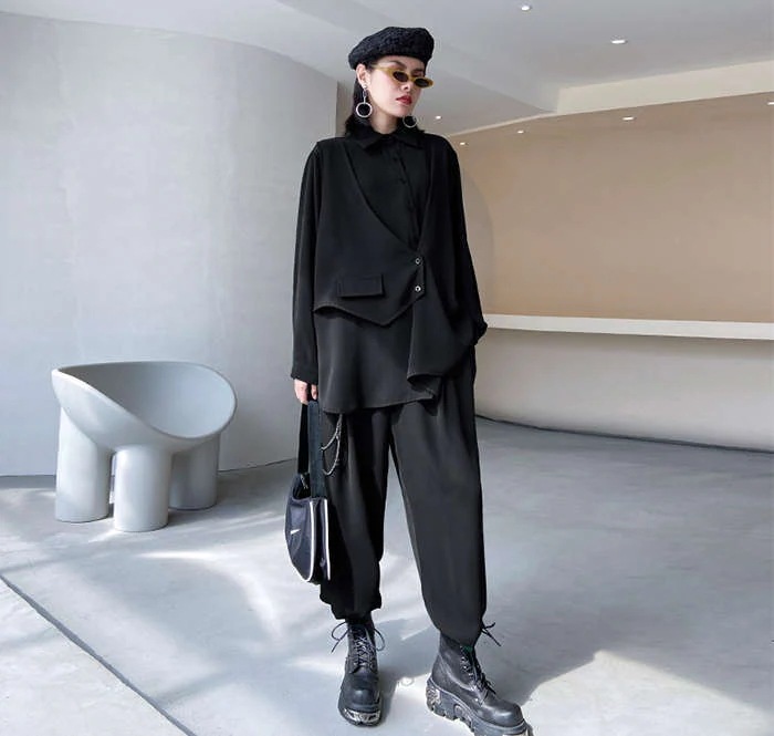 セットアップ レディース 2点セット きれいめ セットアップ 春 秋 フリーサイズ グリーン ブラック 個性デザイン ブラウス ワイドパンツ ゆったり 上品 おしゃれ 大きサイズ スト セットアップ レディース 2点セット きれいめ セットアップ 春 秋 フリーサイズ グリーン ブラック 個性デザイン ブラウス ワイドパンツ ゆったり 上品 おしゃれ 大きサイズ スト