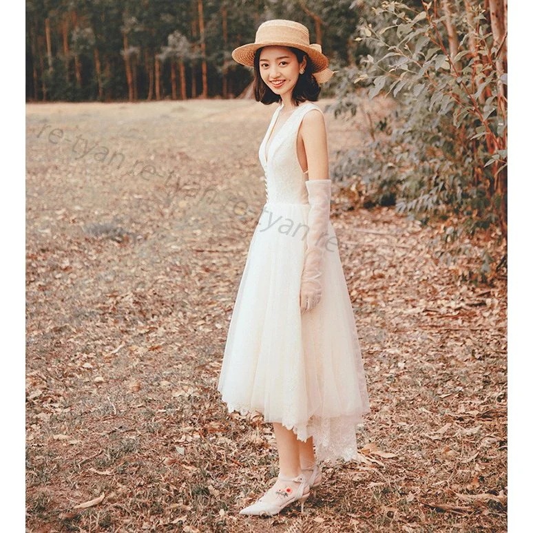 二次会 花嫁 白 ワンピース ドレス 演奏会 ピアノ 袖あり ウエディングドレス パーティードレス 結婚式 服装 前撮り 後撮り20代30代40代 女性 可愛い 安い