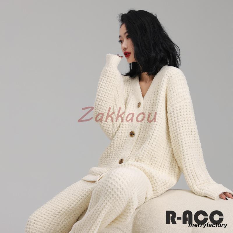 メガ割 パジャマ モールニット 寝間着 暖かい ウェア レディース 長袖 カーディガン ロングパンツ 上下セット もこもこ パジャマ あったか 部屋着