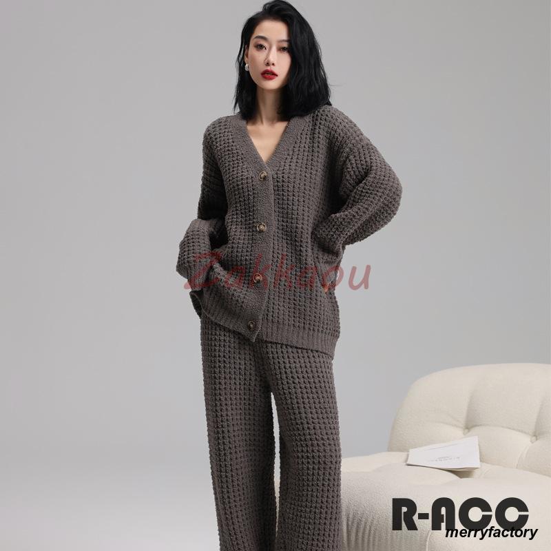 メガ割 パジャマ モールニット 寝間着 暖かい ウェア レディース 長袖 カーディガン ロングパンツ 上下セット もこもこ パジャマ あったか 部屋着
