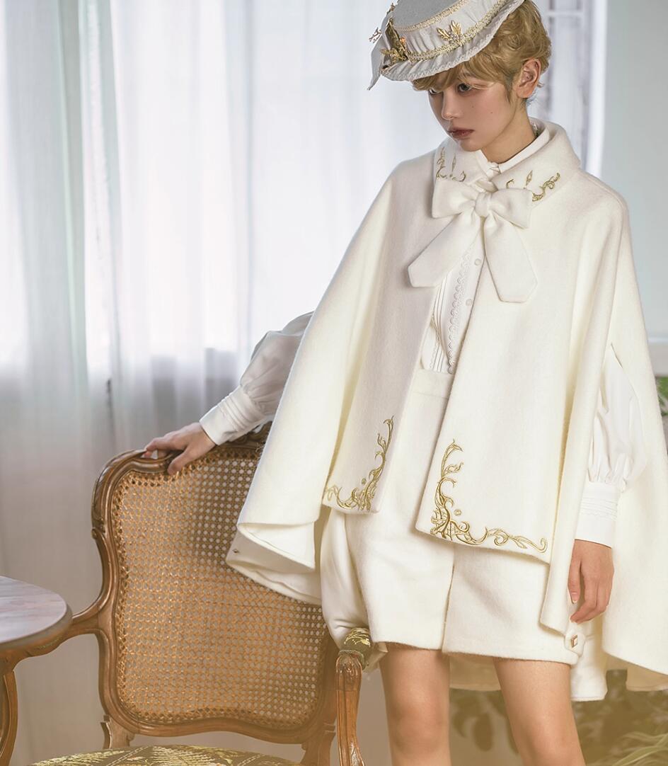 レトロ中世風 ロリータ 小王子風 重厚刺繍 ウールマント ケープ ポンチョ 宮廷風アウター コスプレ衣装 撮影用小道具 レトロ中世風 ロリータ 小王子風 重厚刺繍 ウールマント ケープ ポンチョ 宮廷風アウター コスプレ衣装 撮影用小道具