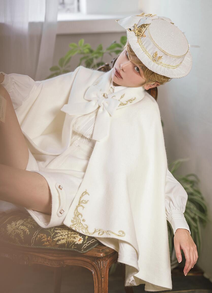 レトロ中世風 ロリータ 小王子風 重厚刺繍 ウールマント ケープ ポンチョ 宮廷風アウター コスプレ衣装 撮影用小道具 レトロ中世風 ロリータ 小王子風 重厚刺繍 ウールマント ケープ ポンチョ 宮廷風アウター コスプレ衣装 撮影用小道具