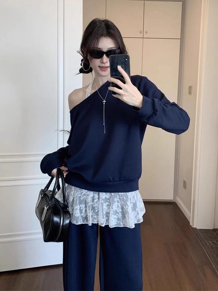 2点セット セットアップ スウェット オフショルダースウェット セットアップ 韓国系 レディース レディー 学生向け ルーズフィット スポーツセットアップ セットアップ SS25新作 スリムシルエット 2点セット セットアップ スウェット オフショルダースウェット セットアップ 韓国系 レディース レディー 学生向け ルーズフィット スポーツセットアップ セットアップ SS25新作 スリムシルエット