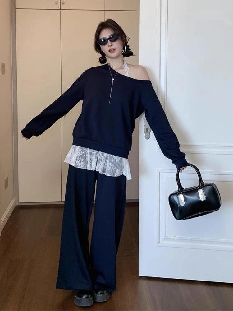 2点セット セットアップ スウェット オフショルダースウェット セットアップ 韓国系 レディース レディー 学生向け ルーズフィット スポーツセットアップ セットアップ SS25新作 スリムシルエット 2点セット セットアップ スウェット オフショルダースウェット セットアップ 韓国系 レディース レディー 学生向け ルーズフィット スポーツセットアップ セットアップ SS25新作 スリムシルエット