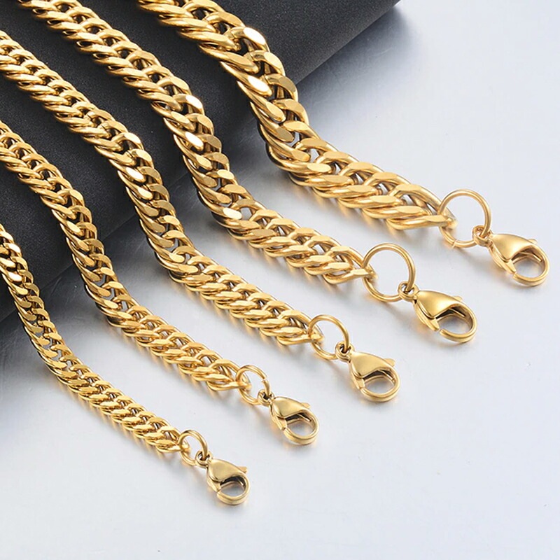 ゴールド2面カット ダブル喜平チェーン 太さ7.5mm ステンレス 金色 男性 女性 太い 首飾り ゴールド2面カット ダブル喜平チェーン 太さ7.5mm ステンレス 金色 男性 女性 太い 首飾り