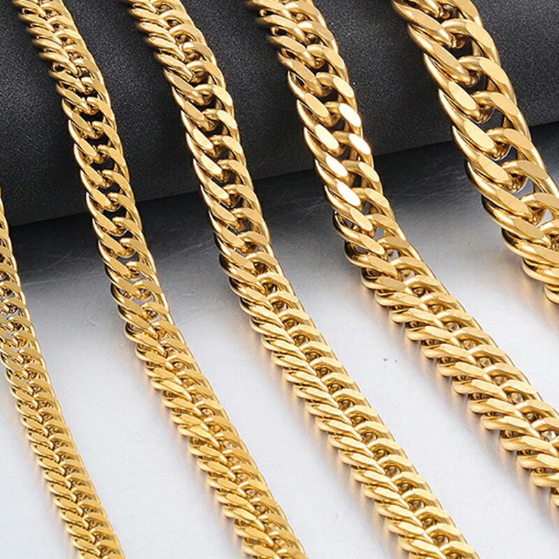 ゴールド2面カット ダブル喜平チェーン 太さ7.5mm ステンレス 金色 男性 女性 太い 首飾り ゴールド2面カット ダブル喜平チェーン 太さ7.5mm ステンレス 金色 男性 女性 太い 首飾り
