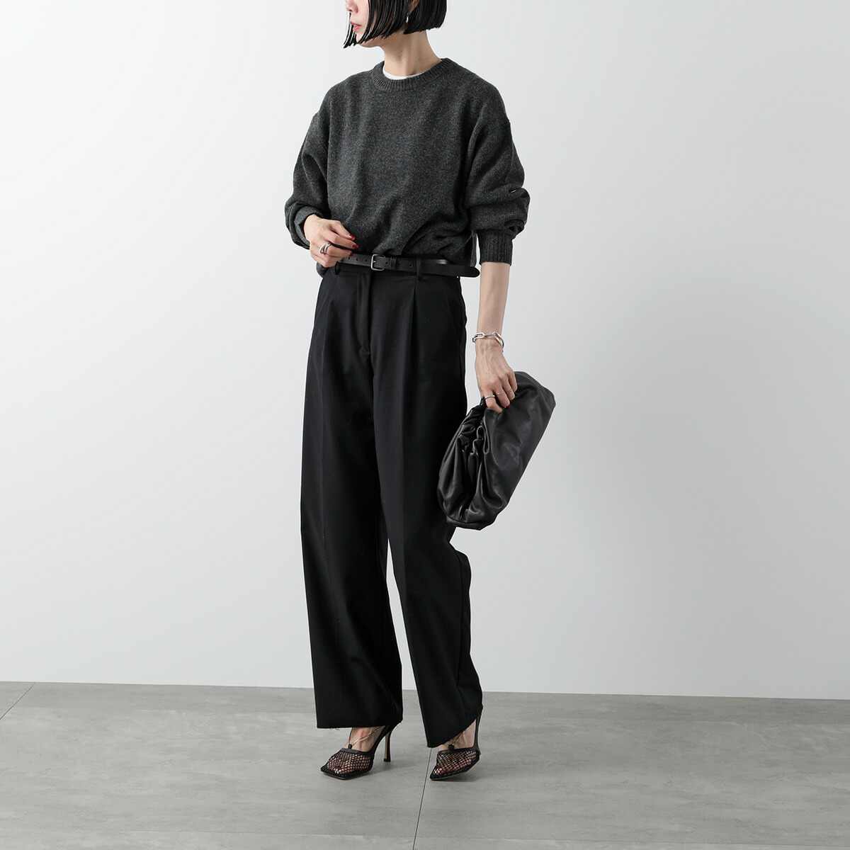 BOTTEGA VENETA ボッテガヴェネタ パンプス 578321 VBPS1 レディース メッシュ レザー チェーン装飾 スクエアトゥ シューズ 靴 1001/BLACK 578321VBPS1