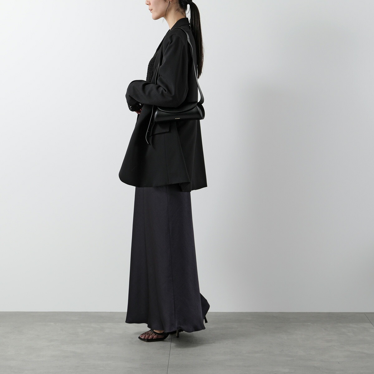 BOTTEGA VENETA ボッテガヴェネタ パンプス 578321 VBPS1 レディース メッシュ レザー チェーン装飾 スクエアトゥ シューズ 靴 1001/BLACK 578321VBPS1