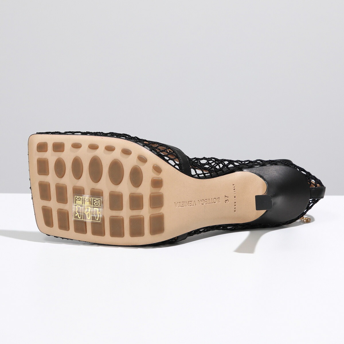 BOTTEGA VENETA ボッテガヴェネタ パンプス 578321 VBPS1 レディース メッシュ レザー チェーン装飾 スクエアトゥ シューズ 靴 1001/BLACK 578321VBPS1