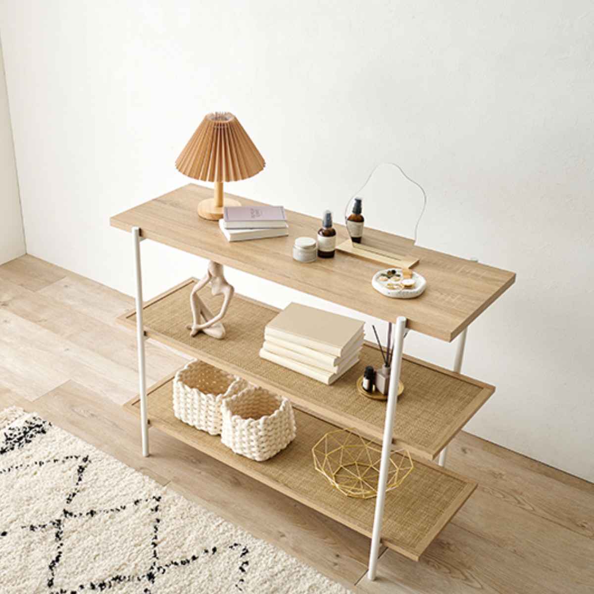 オープンラック 3段 韓国インテリア風 幅100cm ラック シェルフ 収納 棚 飾り棚 韓国風 ディスプレイ オープンシェルフ 本棚 収納ラック 淡色 おしゃれ