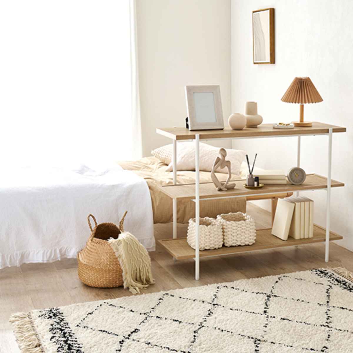 オープンラック 3段 韓国インテリア風 幅100cm ラック シェルフ 収納 棚 飾り棚 韓国風 ディスプレイ オープンシェルフ 本棚 収納ラック 淡色 おしゃれ