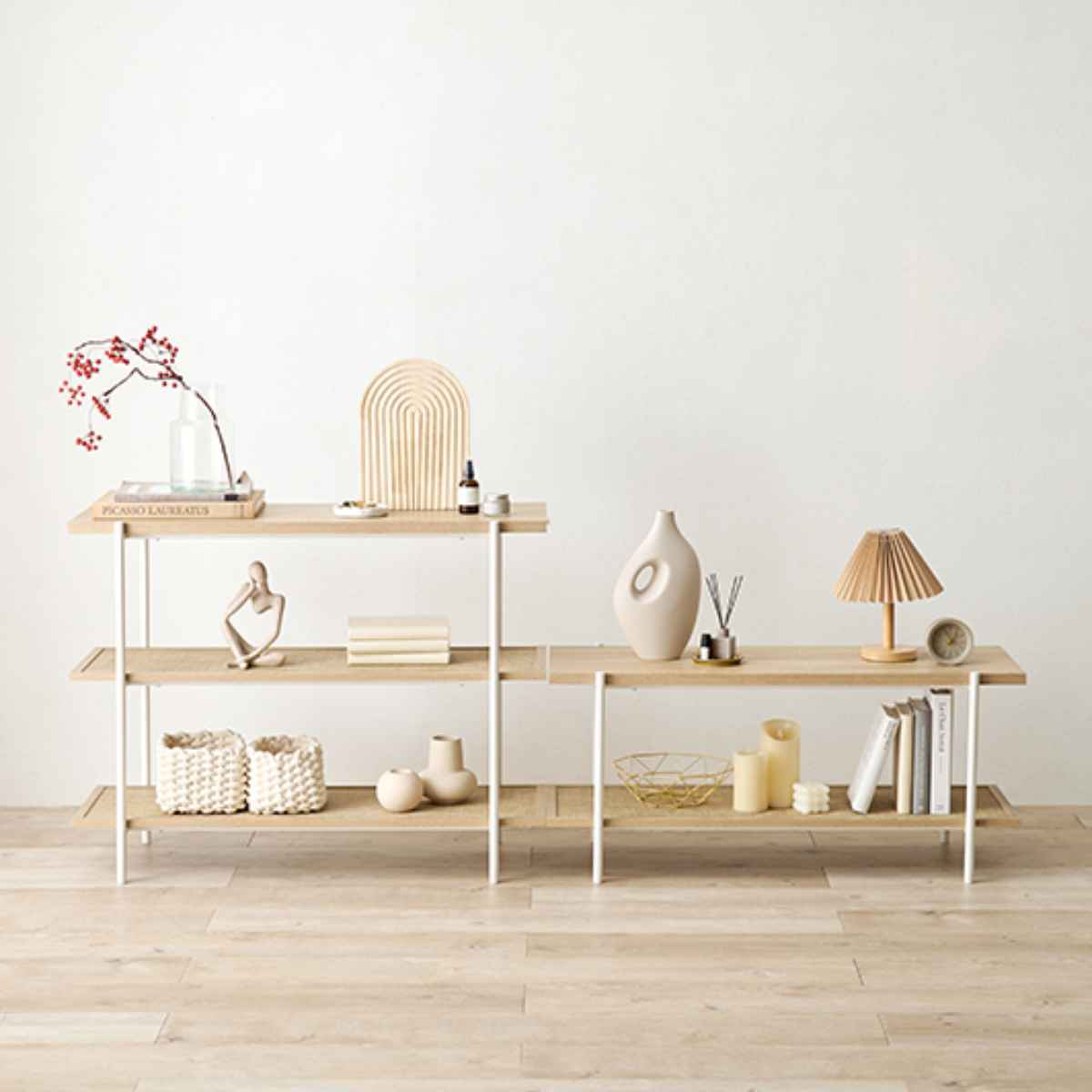 オープンラック 3段 韓国インテリア風 幅100cm ラック シェルフ 収納 棚 飾り棚 韓国風 ディスプレイ オープンシェルフ 本棚 収納ラック 淡色 おしゃれ