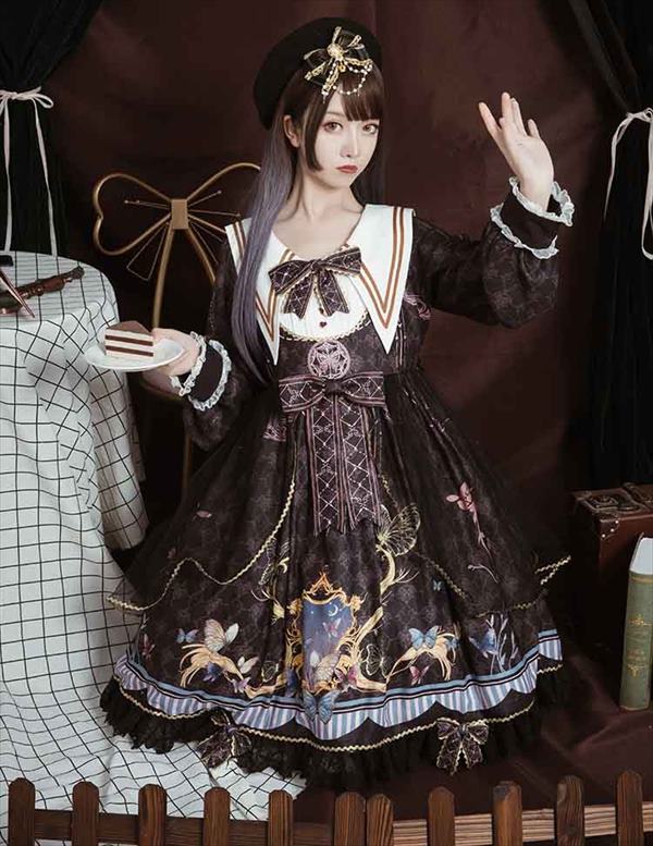 ロリータ ワンピース ゴスロリ Aライン 宮廷ドレス リボン Lolita レディース コスチューム 衣装 かわいい フリル 仮装 パーティ イベント ファッション ハロウィン 黒ロリ 白ロリ クラロ