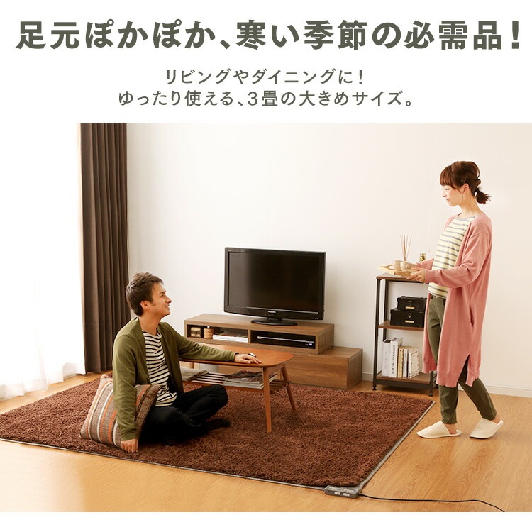 【公式】 ホットカーペット 3畳 カーペット 195235cm HCM-T2420-H 本体 電気カーペット 電気カーペット 電気マット ホットマット 足元暖房 暖房器具 暖房 寒さ対策 防寒 ダニ