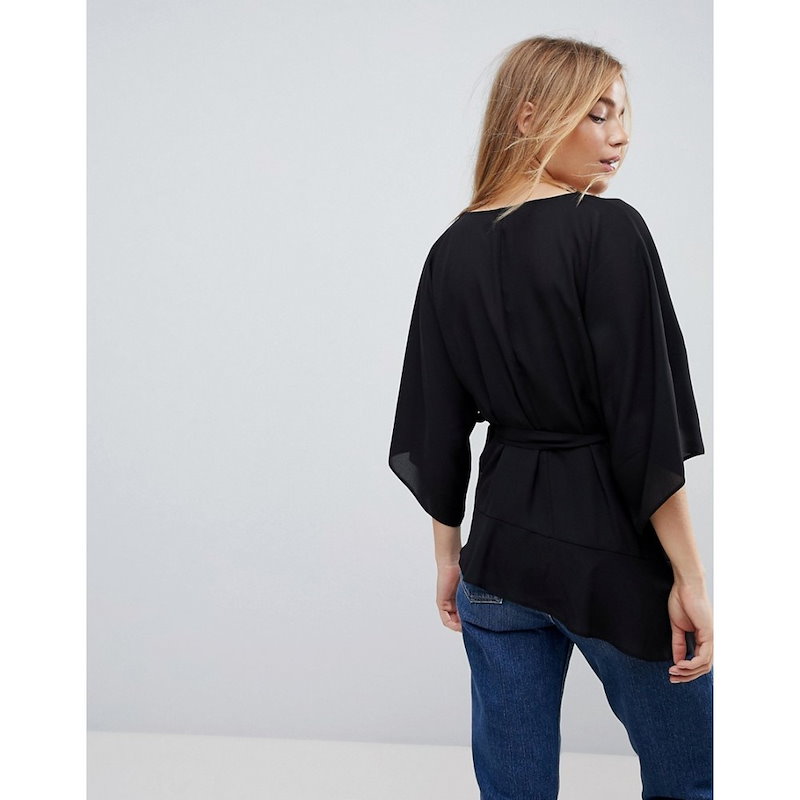エイソス レディース トップス【ASOS Wrap Top with Kimono Sleeve】Black エイソス レディース トップス【ASOS Wrap Top with Kimono Sleeve】Black