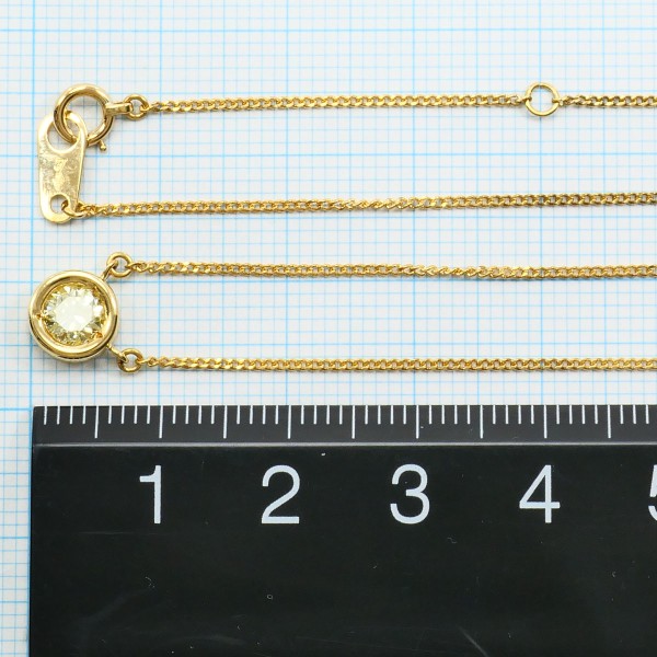 K18 18金 YG ネックレス イエローダイヤ 0.44 鑑定書 ジュエリー 中古