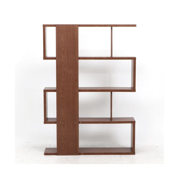 ディスプレイシェルフ/本棚 4段 ミディアムブラウン 幅120cm 横置き 間仕切り対応 S型 什器 書斎 オフィス