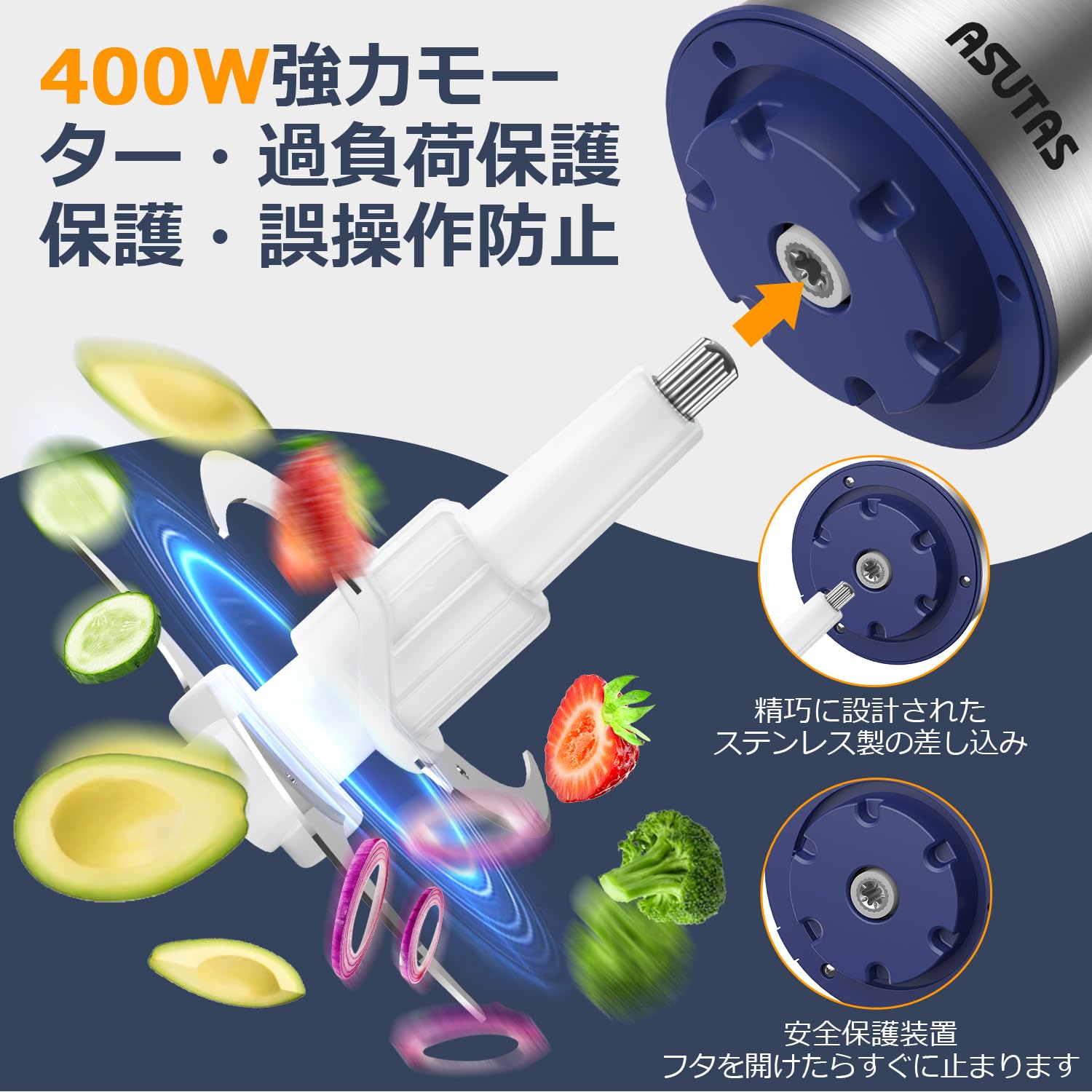 ASUTAS フードプロセッサー 2L大容量 【2ボウル】 1台5役 (刻む・混ぜる・潰す・砕く・粗おろし) 400Wハイパワー 2段階スピード 4枚刃カッター フードチョッパー 氷も砕ける ブレンダ mdprevattcaulkingandwaterproofing.com