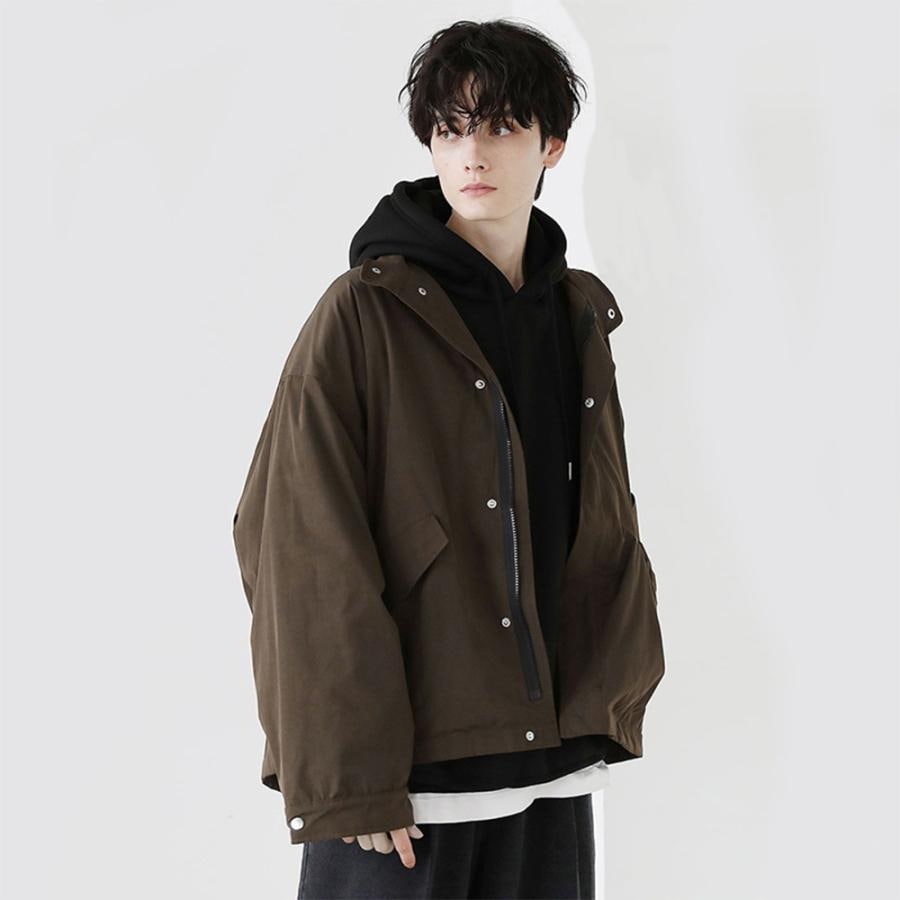 メンズ ブルゾン ストリート ショート丈 オーバーサイズ P00582 ジャケット ブルゾン メンズ オーバーサイズ ショート丈 立ち襟