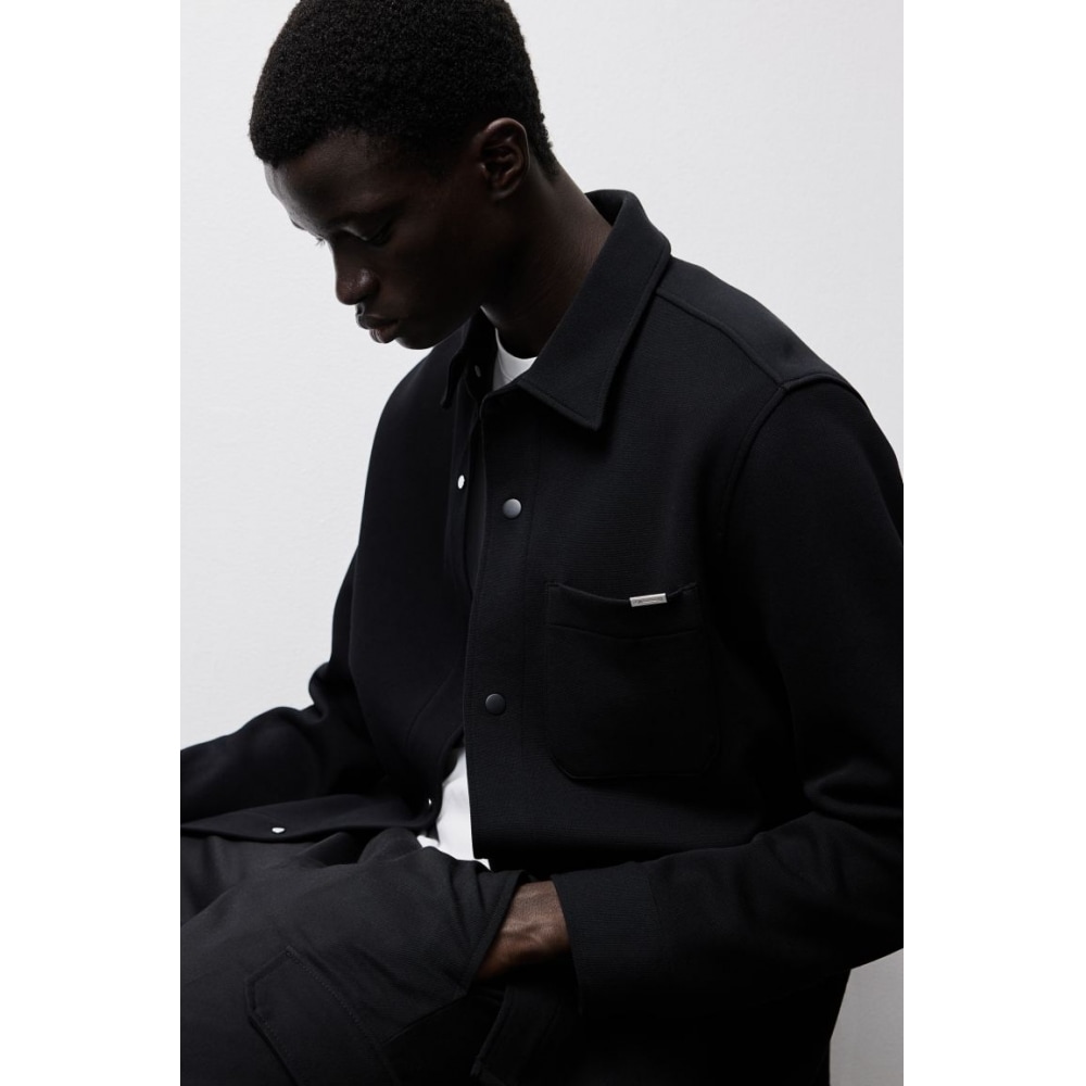 H&M レギュラーフィットシャツジャケットブラック