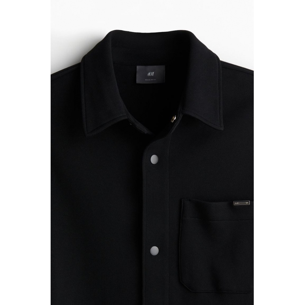 H&M レギュラーフィットシャツジャケットブラック
