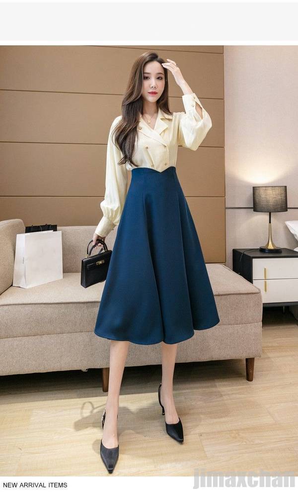 スカート 膝丈　フレアスカート春夏　体型カバー　レディース　カジュアル　着回し　人気　通勤 シンプル ポリエステル　上品 ひざ下丈 ウエスト ビジネス　美脚効果　大人