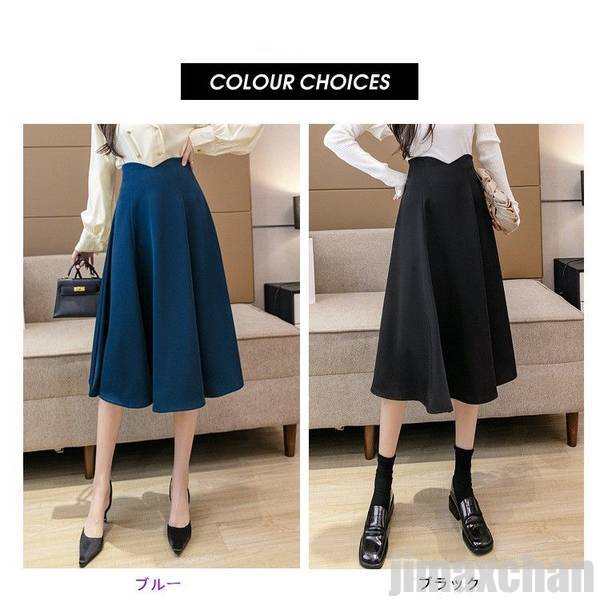 スカート 膝丈　フレアスカート春夏　体型カバー　レディース　カジュアル　着回し　人気　通勤 シンプル ポリエステル　上品 ひざ下丈 ウエスト ビジネス　美脚効果　大人