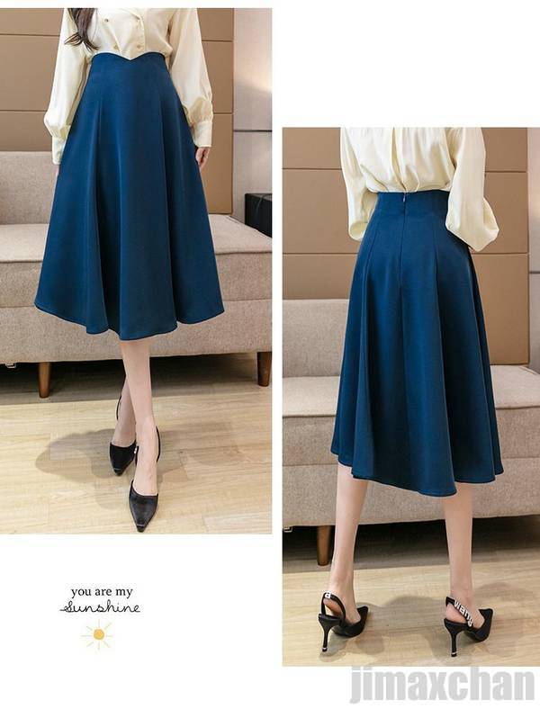 スカート 膝丈　フレアスカート春夏　体型カバー　レディース　カジュアル　着回し　人気　通勤 シンプル ポリエステル　上品 ひざ下丈 ウエスト ビジネス　美脚効果　大人