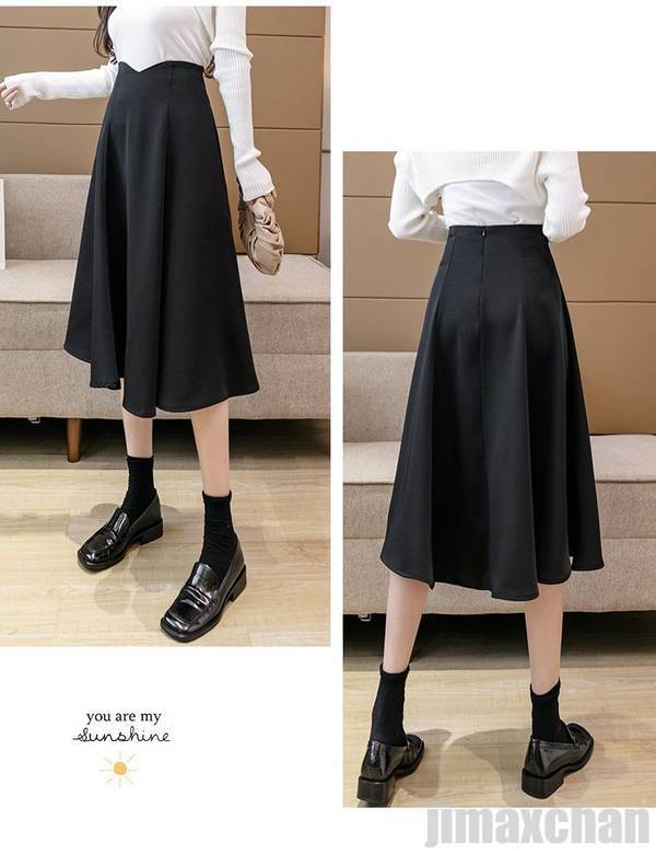 スカート 膝丈　フレアスカート春夏　体型カバー　レディース　カジュアル　着回し　人気　通勤 シンプル ポリエステル　上品 ひざ下丈 ウエスト ビジネス　美脚効果　大人