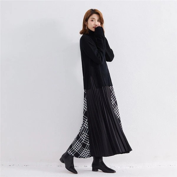 ニットワンピースロングワンピースロングワンピワンピレディースマキシ丈長袖Aラインフ