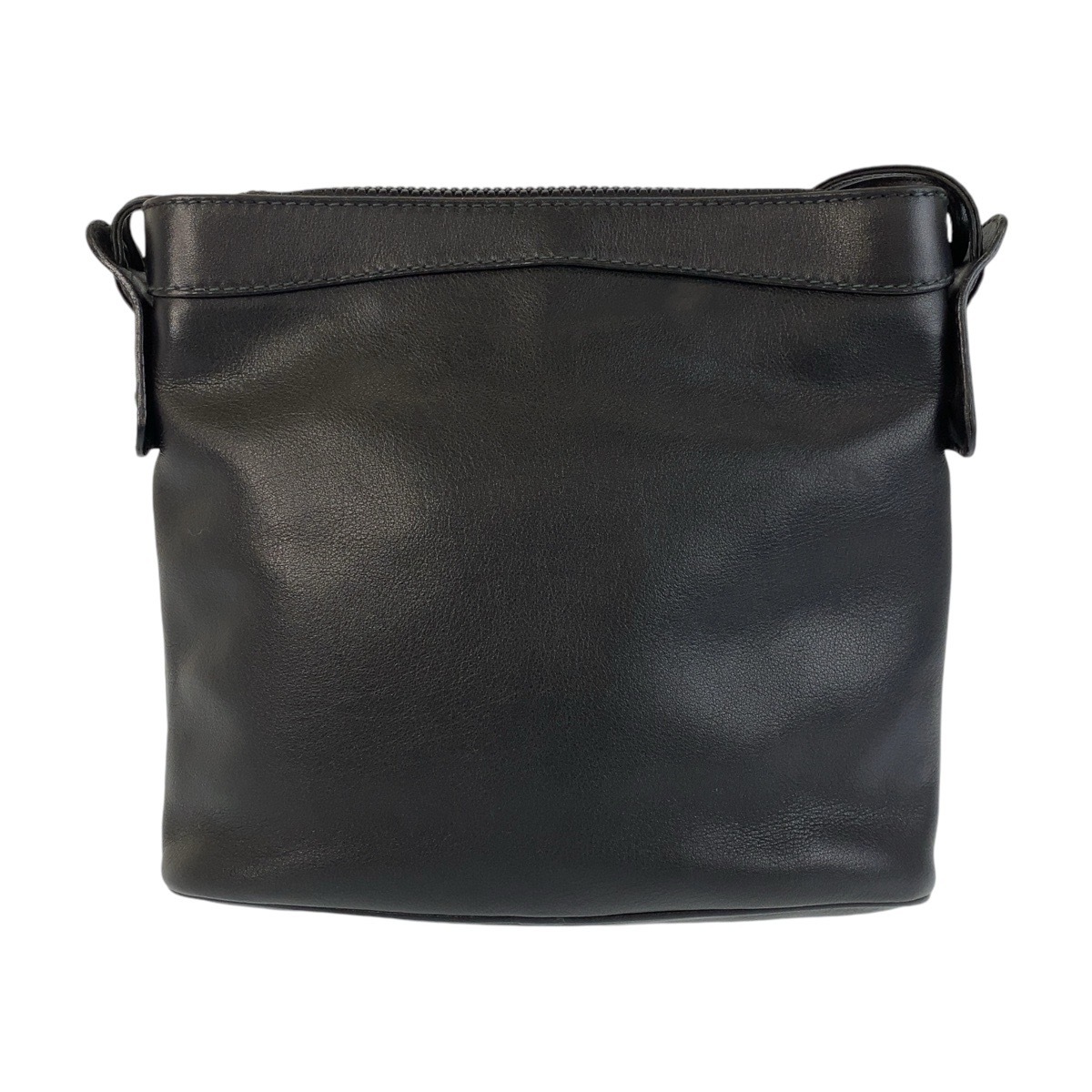 美品 ヴィンテージ ブラック 黒 ゴールド金具 レザー 斜め掛け ショルダーバッグ ポシェット レディース 411192