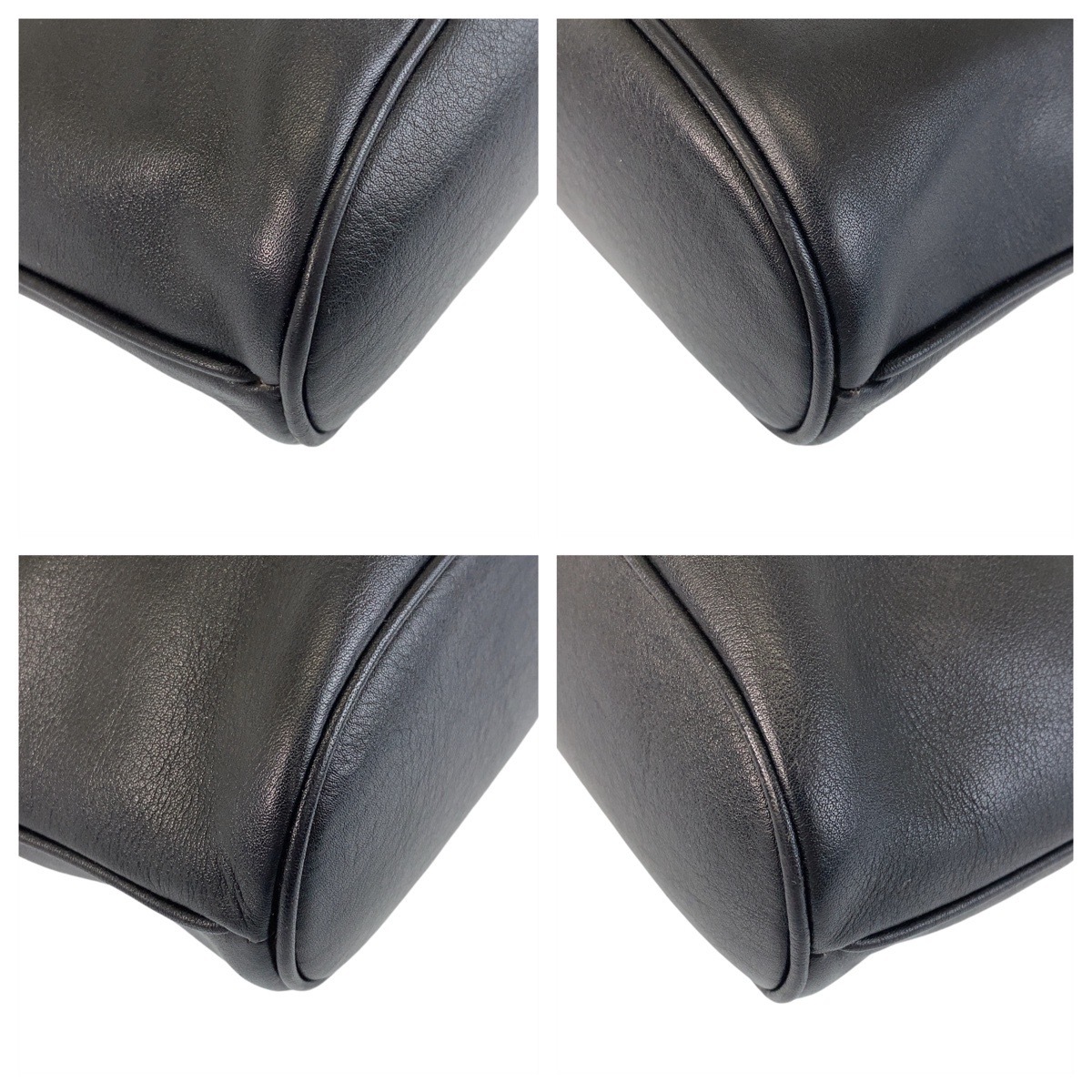 美品 ヴィンテージ ブラック 黒 ゴールド金具 レザー 斜め掛け ショルダーバッグ ポシェット レディース 411192