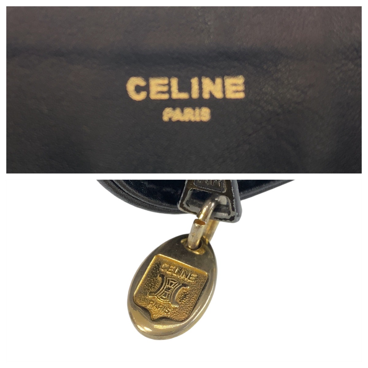 美品 ヴィンテージ ブラック 黒 ゴールド金具 レザー 斜め掛け ショルダーバッグ ポシェット レディース 411192