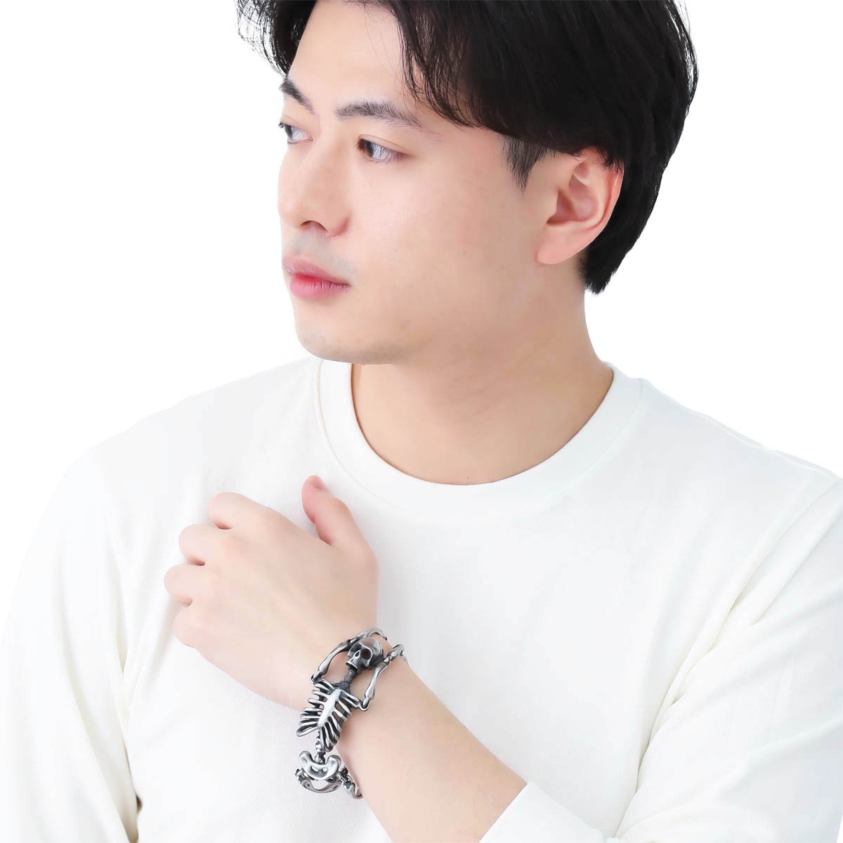 ブレスレット メンズ サージカルステンレス製 スカル ガイコツ スケルトン 骨 金属アレルギー対応 ブレスレット メンズ サージカルステンレス製 スカル ガイコツ スケルトン 骨 金属アレルギー対応