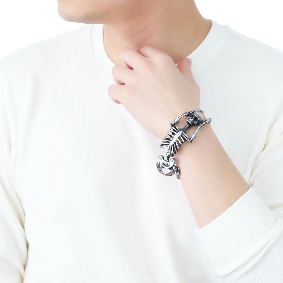 ブレスレット メンズ サージカルステンレス製 スカル ガイコツ スケルトン 骨 金属アレルギー対応 ブレスレット メンズ サージカルステンレス製 スカル ガイコツ スケルトン 骨 金属アレルギー対応
