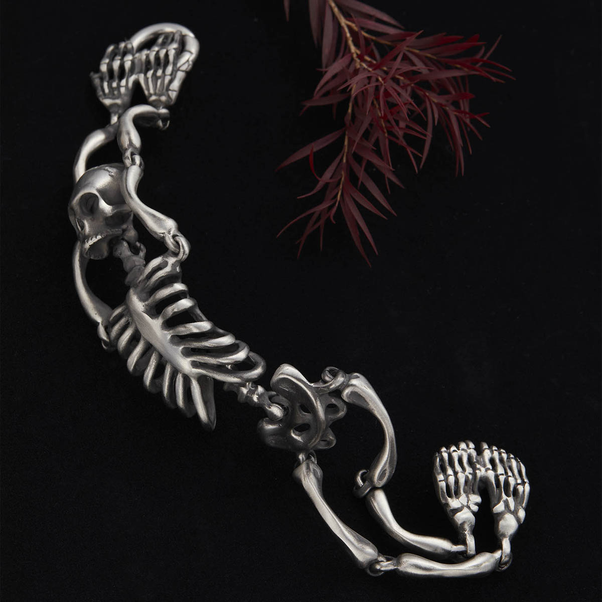 ブレスレット メンズ サージカルステンレス製 スカル ガイコツ スケルトン 骨 金属アレルギー対応 ブレスレット メンズ サージカルステンレス製 スカル ガイコツ スケルトン 骨 金属アレルギー対応