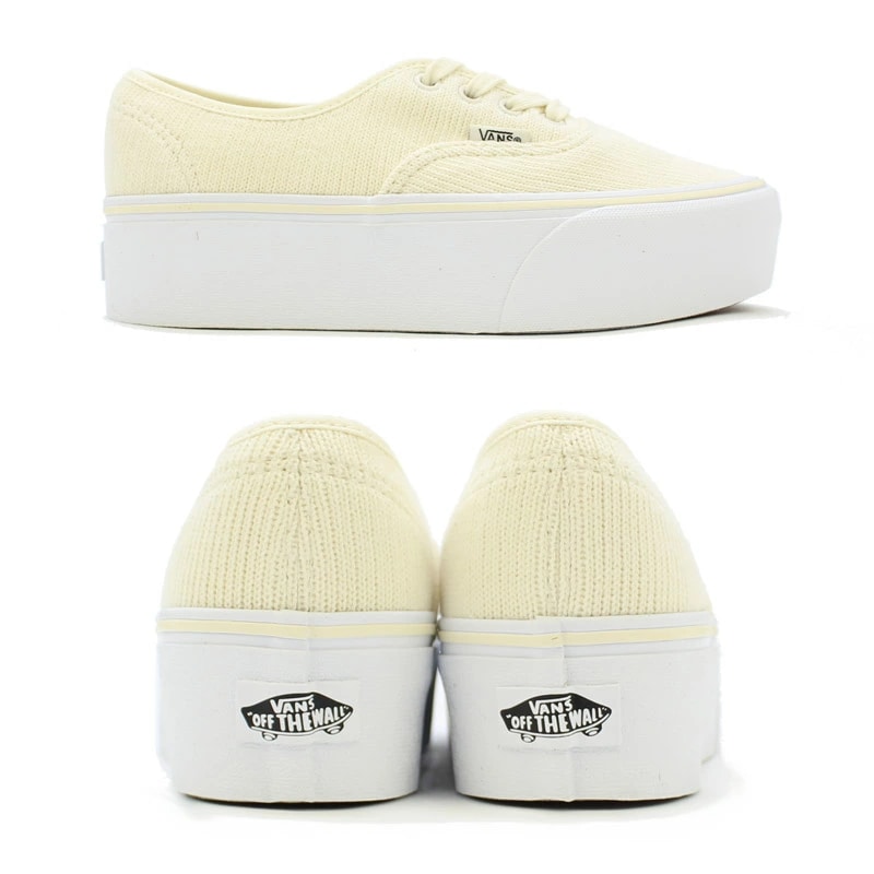 バンズ オーセンティック スタックフォーム/リブニット（AUTHENTIC STACKFORM/ RIB KNIT）レディース 厚底 スニーカー Antique White/True White