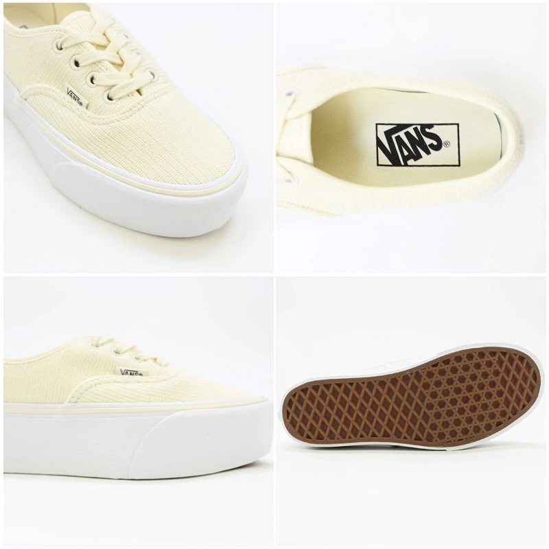 バンズ オーセンティック スタックフォーム/リブニット（AUTHENTIC STACKFORM/ RIB KNIT）レディース 厚底 スニーカー Antique White/True White