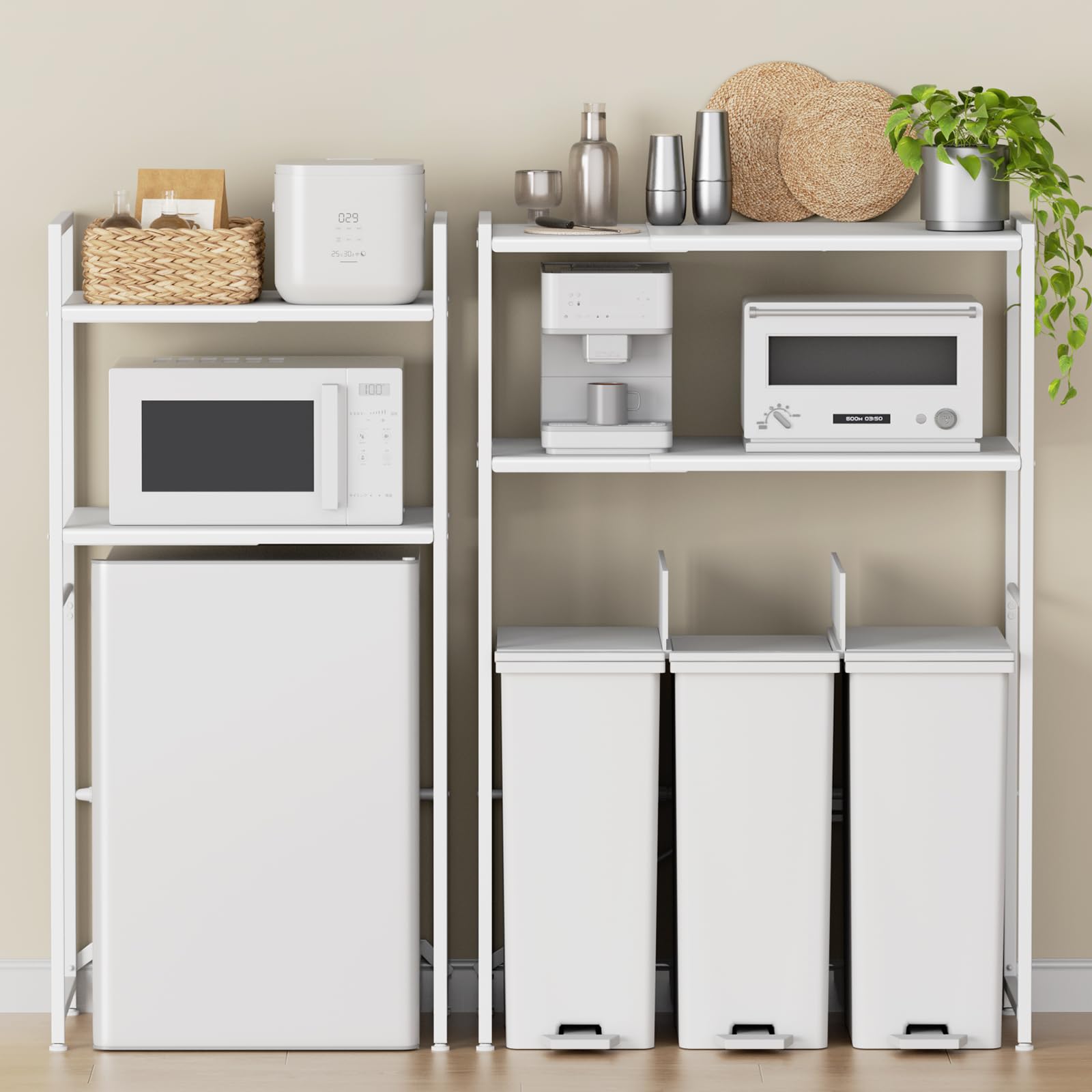 【幅伸縮可上下調整可】ゴミ箱上ラック TKUIN 電子レンジラック レンジ台 幅60~80cm 高さ8段階調整 トースター置き台 多機能 キッチンラック キッチンボード 冷蔵庫上収納棚 レンジボード 【幅伸縮可上下調整可】ゴミ箱上ラック TKUIN 電子レンジラック レンジ台 幅60~80cm 高さ8段階調整 トースター置き台 多機能 キッチンラック キッチンボード 冷蔵庫上収納棚 レンジボード