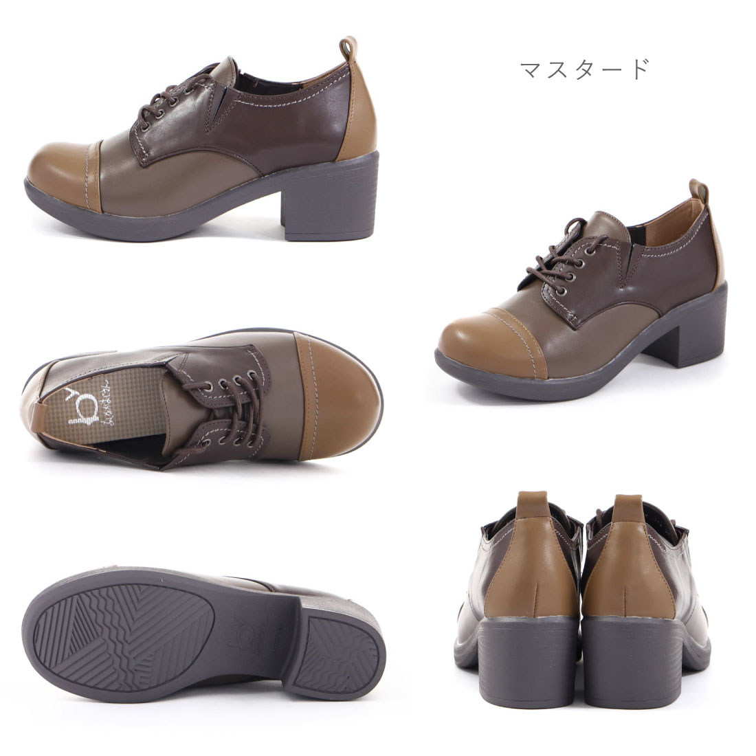 レディース レースアップ マニッシュシューズ パンプス 厚底 カジュアルシューズ おでこ靴 履きやすい 疲れにくい ゆったり おしゃれアップ 8980436 8980437 8980438