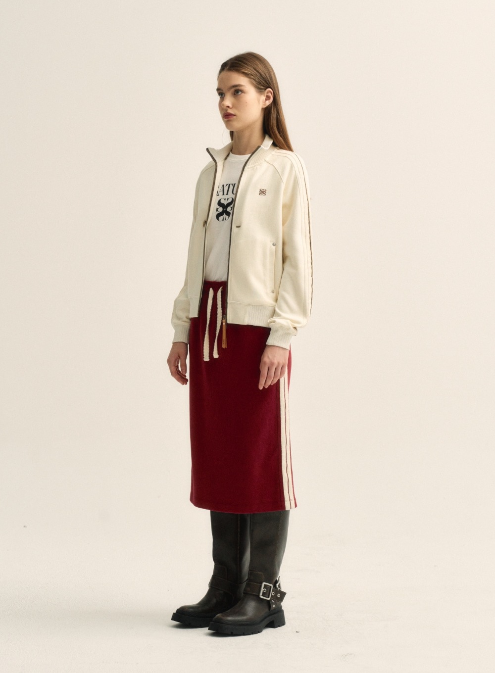 【SATUR】 (W) LAWTON ALL DAY TRACK ZIP-UP JACKET : RESORT CREAM