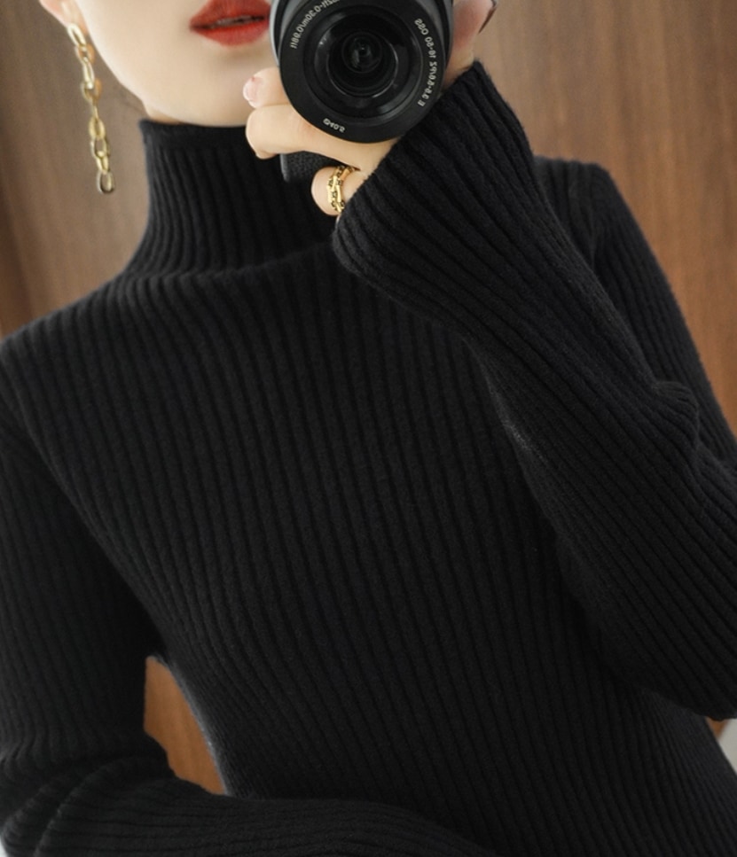 デート モテアイテム ニットソー 長袖 タートルネック リブニット ウール 可愛い きれいめ 上品 おしゃれ かっこいい 可愛い ラブリー キュート ガーリー クール モード系 セクシー