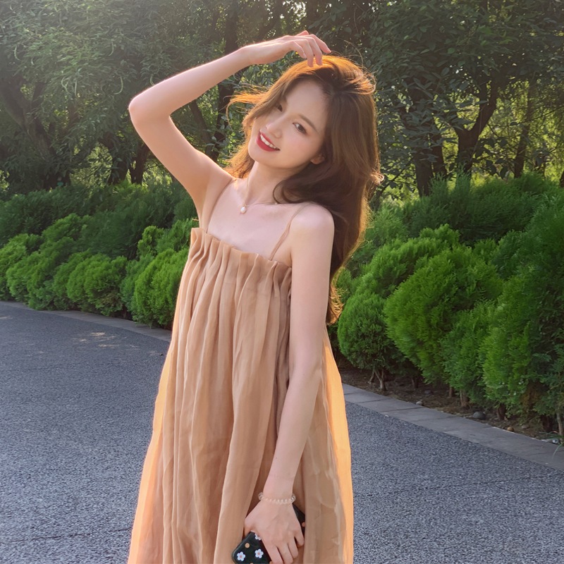 キャミソールワンピース ブラウン ブルー ワンピース スリム 細身 ストレート スマート かわいい