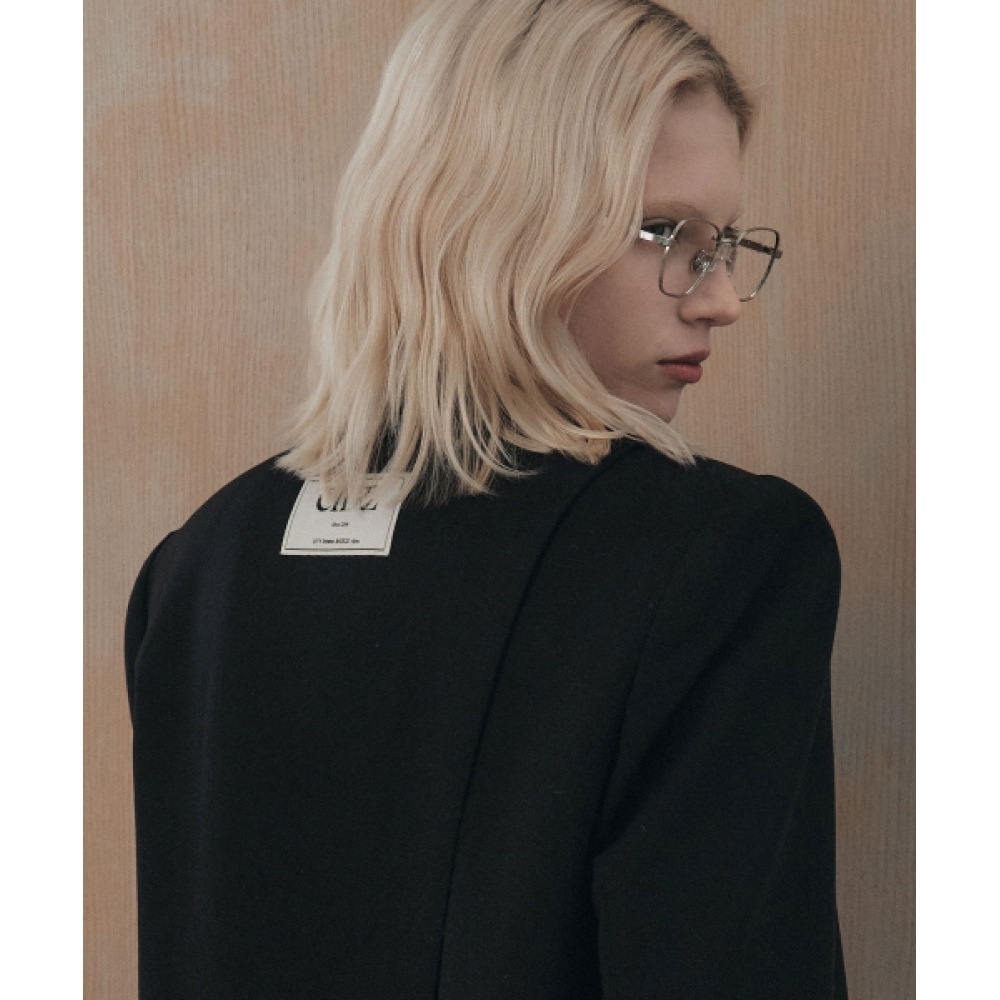 CITY BREEZE ルーズフィットベベルカットシングルジャケット_ブラック