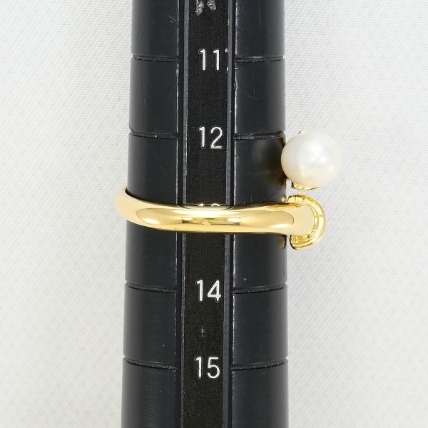K18 18金 YG リング 13号 パール(淡水真珠) ダイヤ 0.02 カード鑑別書 中古_7