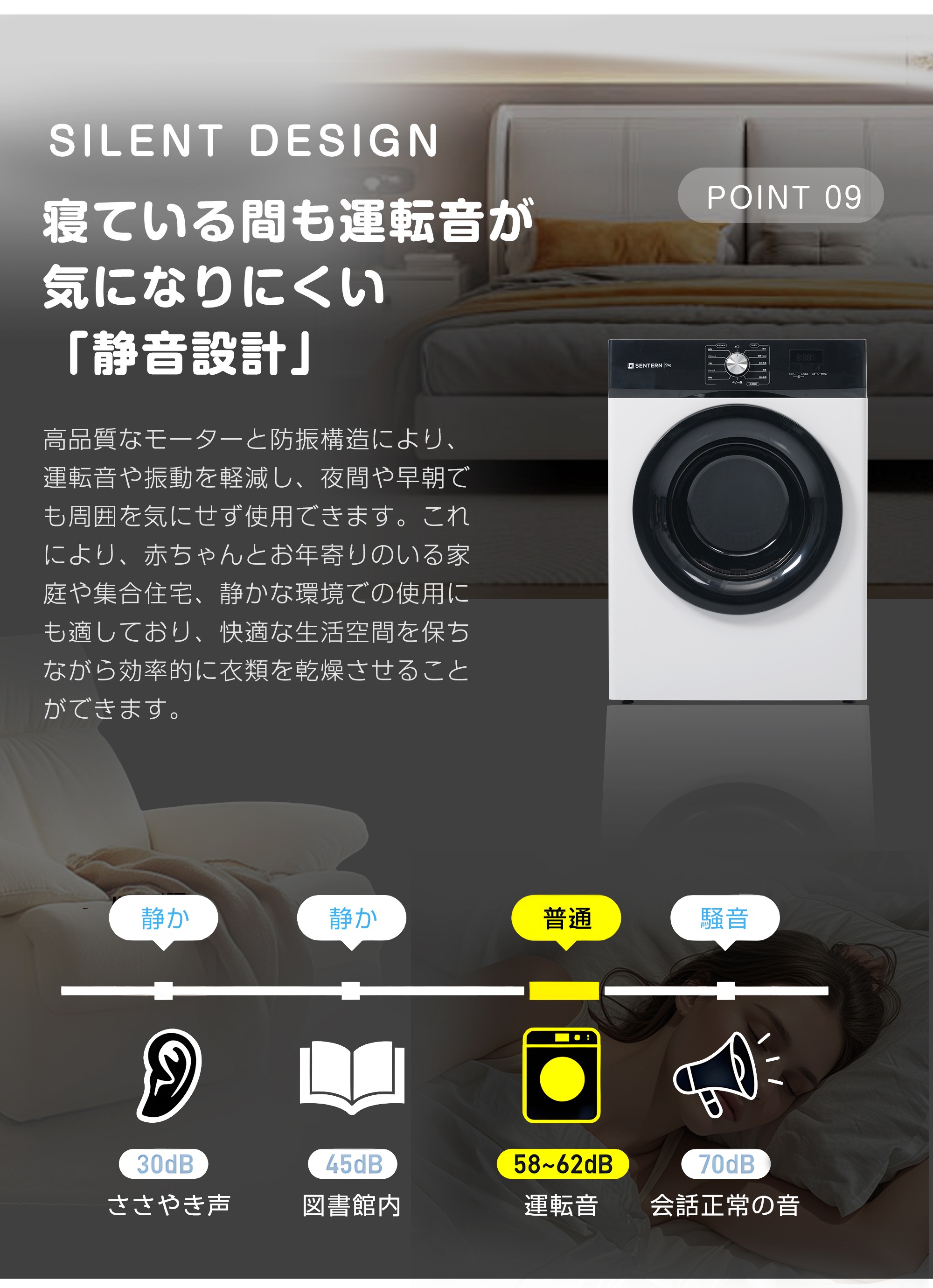 【国内発送】1679【目玉新作】衣類乾燥機 9kg 乾燥機 9キロ 大型 自動乾燥 温度調節 除湿 高温除菌 シワ取り ダイヤル式 大型衣類乾燥機 自動モード ドラム 家庭用 ウール コンパクト タイ_18