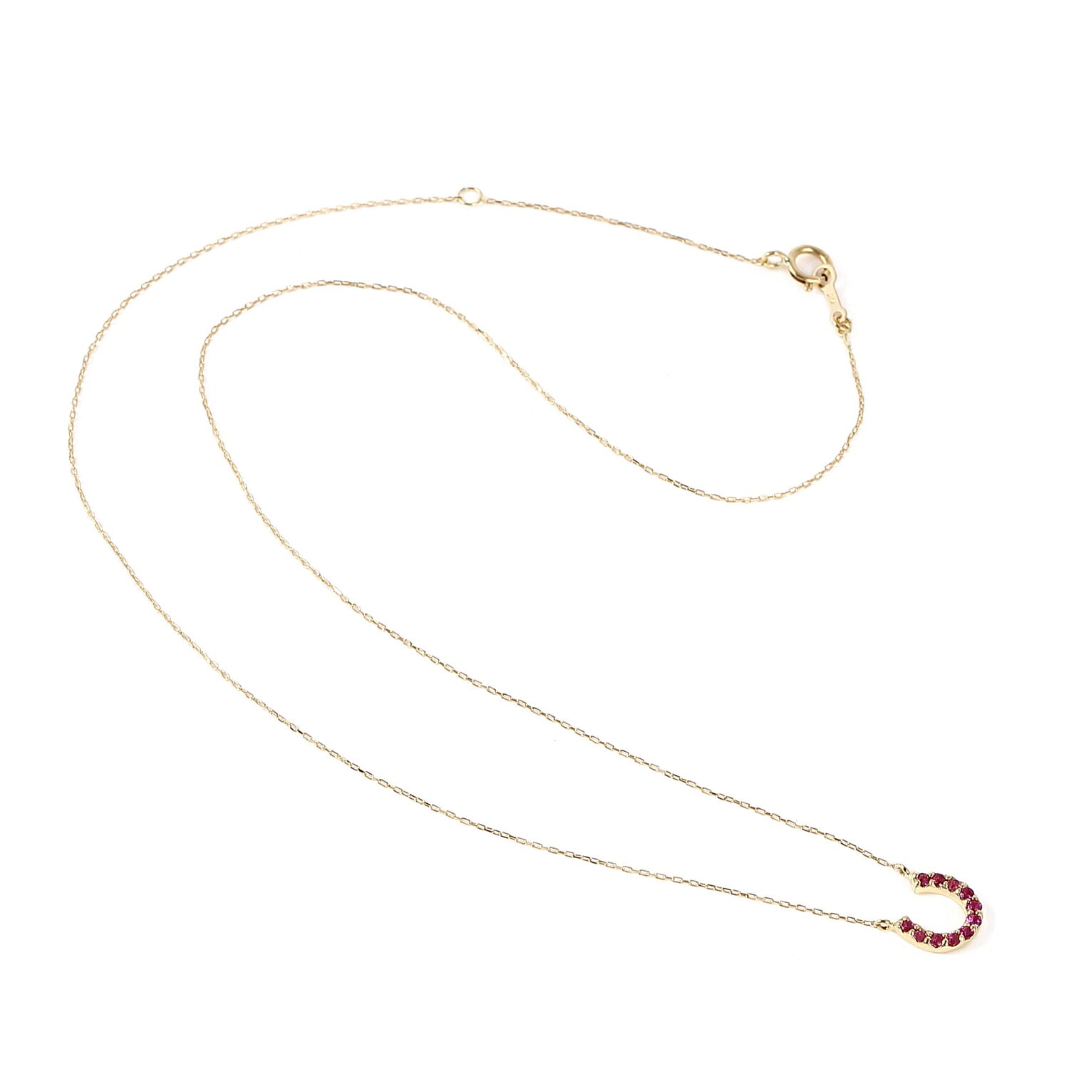 18金 ネックレス ルビー 0.1ct ホースシュー レディース プレゼント ゴールド アクセサリー ペンダント_5