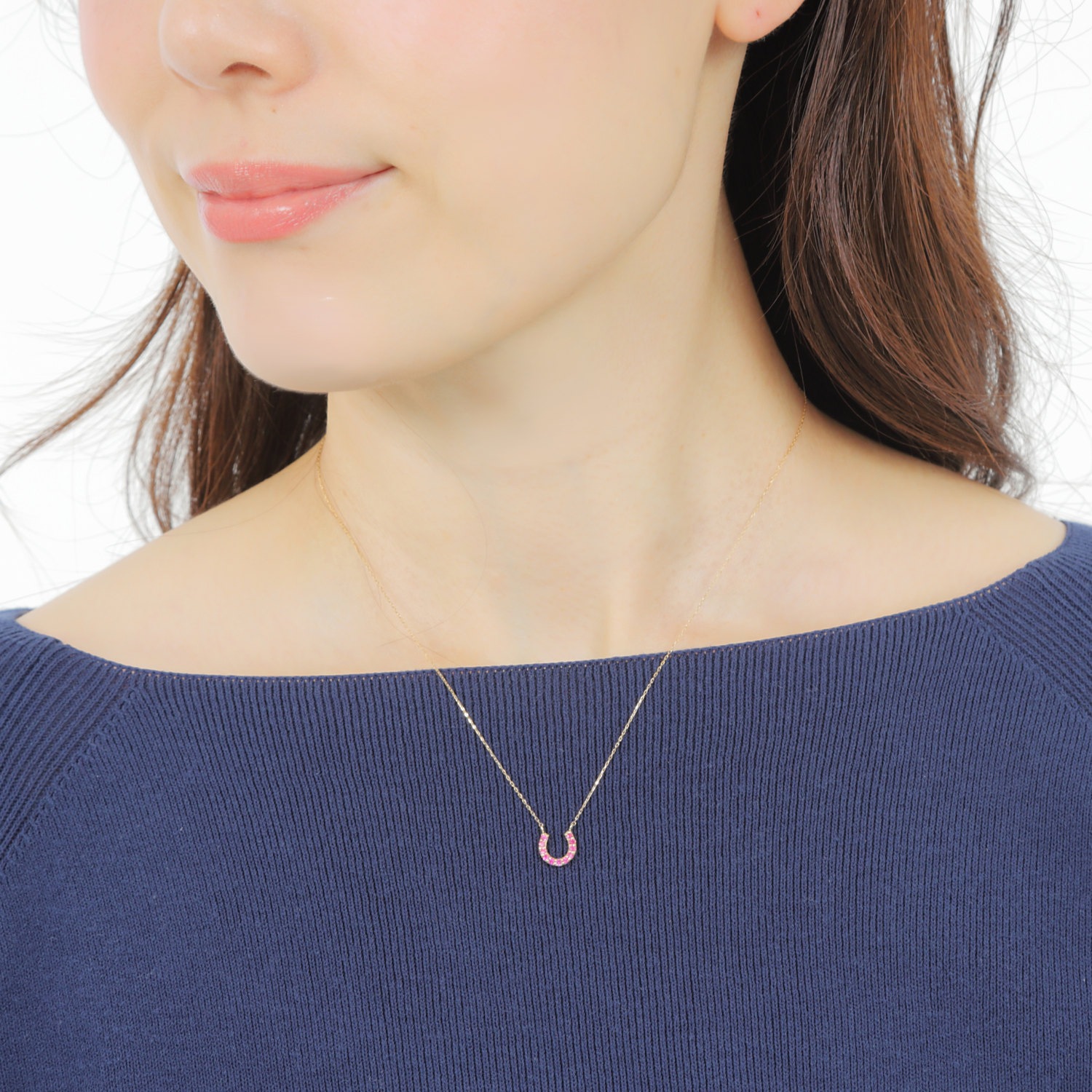18金 ネックレス ルビー 0.1ct ホースシュー レディース プレゼント ゴールド アクセサリー ペンダント_8