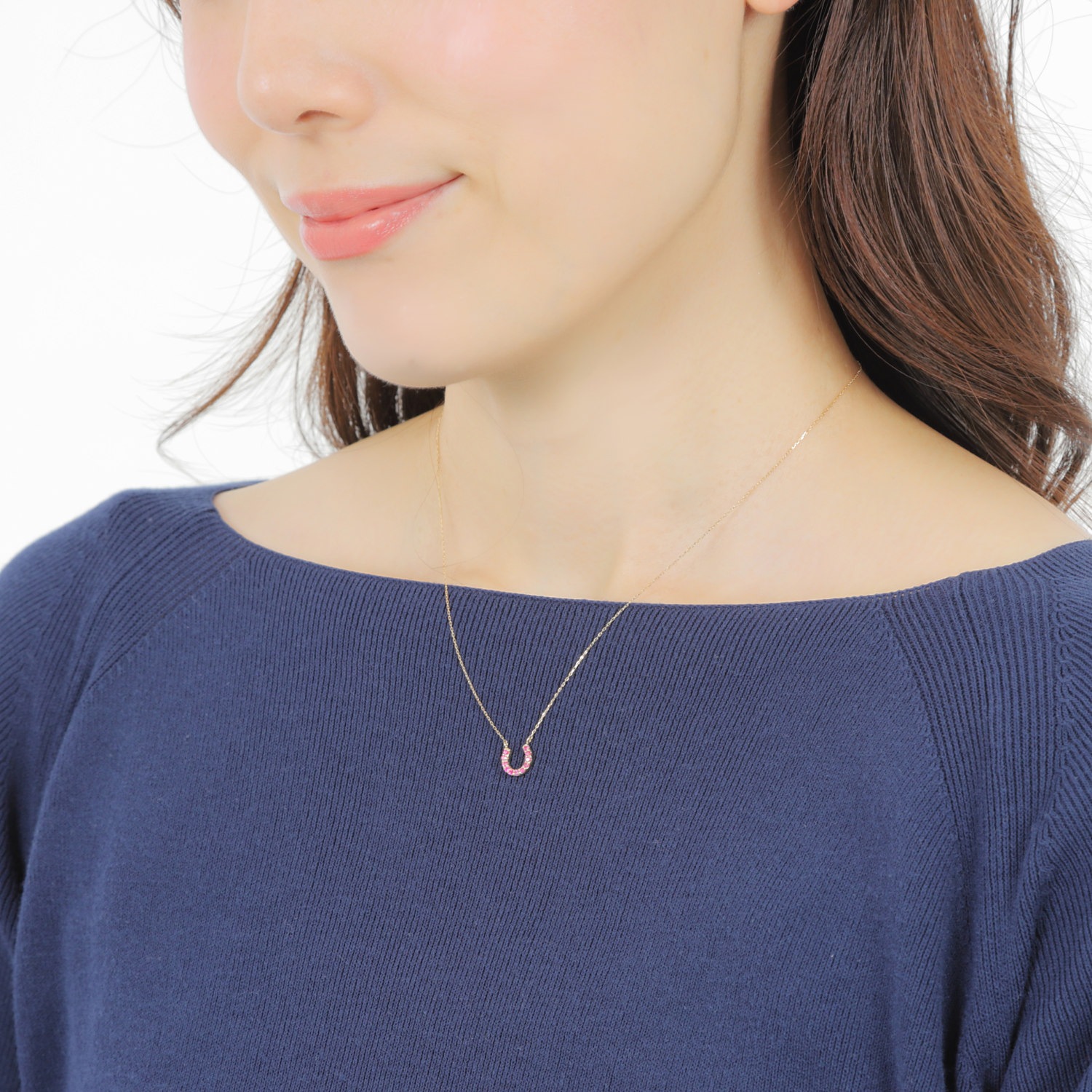 18金 ネックレス ルビー 0.1ct ホースシュー レディース プレゼント ゴールド アクセサリー ペンダント_9