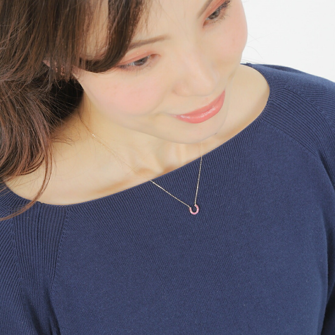 18金 ネックレス ルビー 0.1ct ホースシュー レディース プレゼント ゴールド アクセサリー ペンダント_10